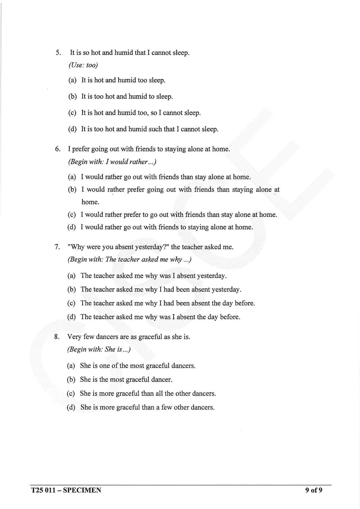 ICSE Class 10 2025 English Language (English Paper 1) (QP & MS) Specimen Paper - Page 9