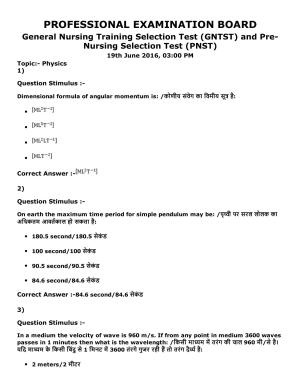MP PNST Question Papers 2016 - Slot 3