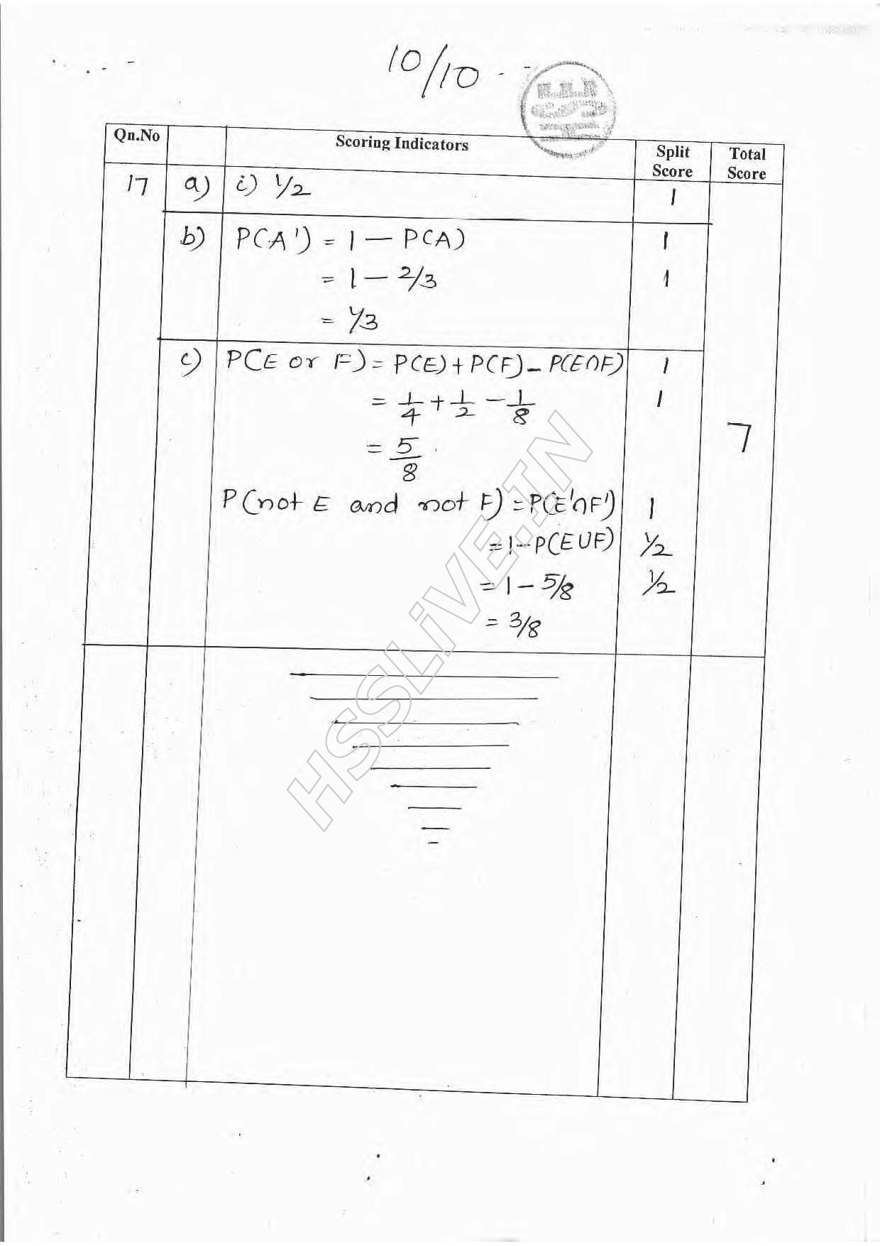 Kerala Plus One 2016 Maths (Commerce)  Answer Key - Page 10