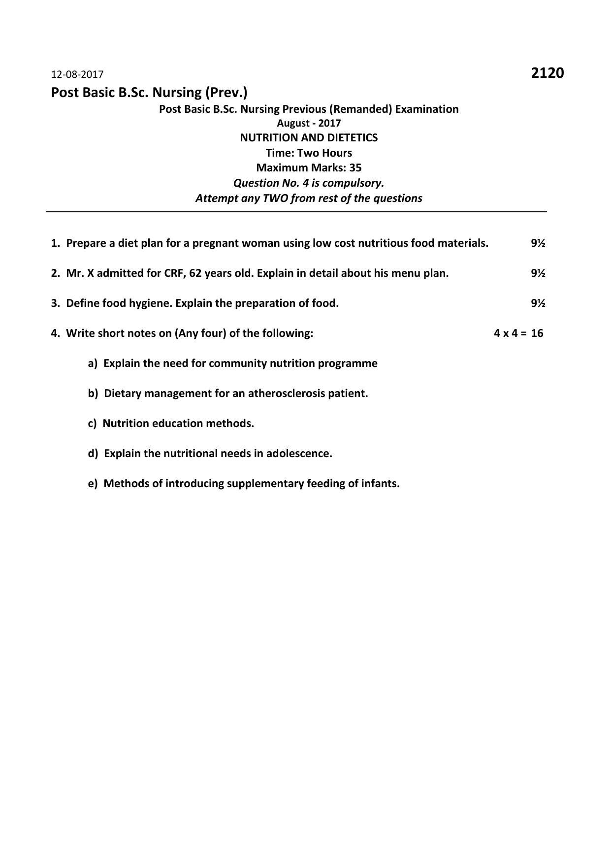 RUHS Post Basic B.Sc Nursing August-2017 Question Paper - Page 10