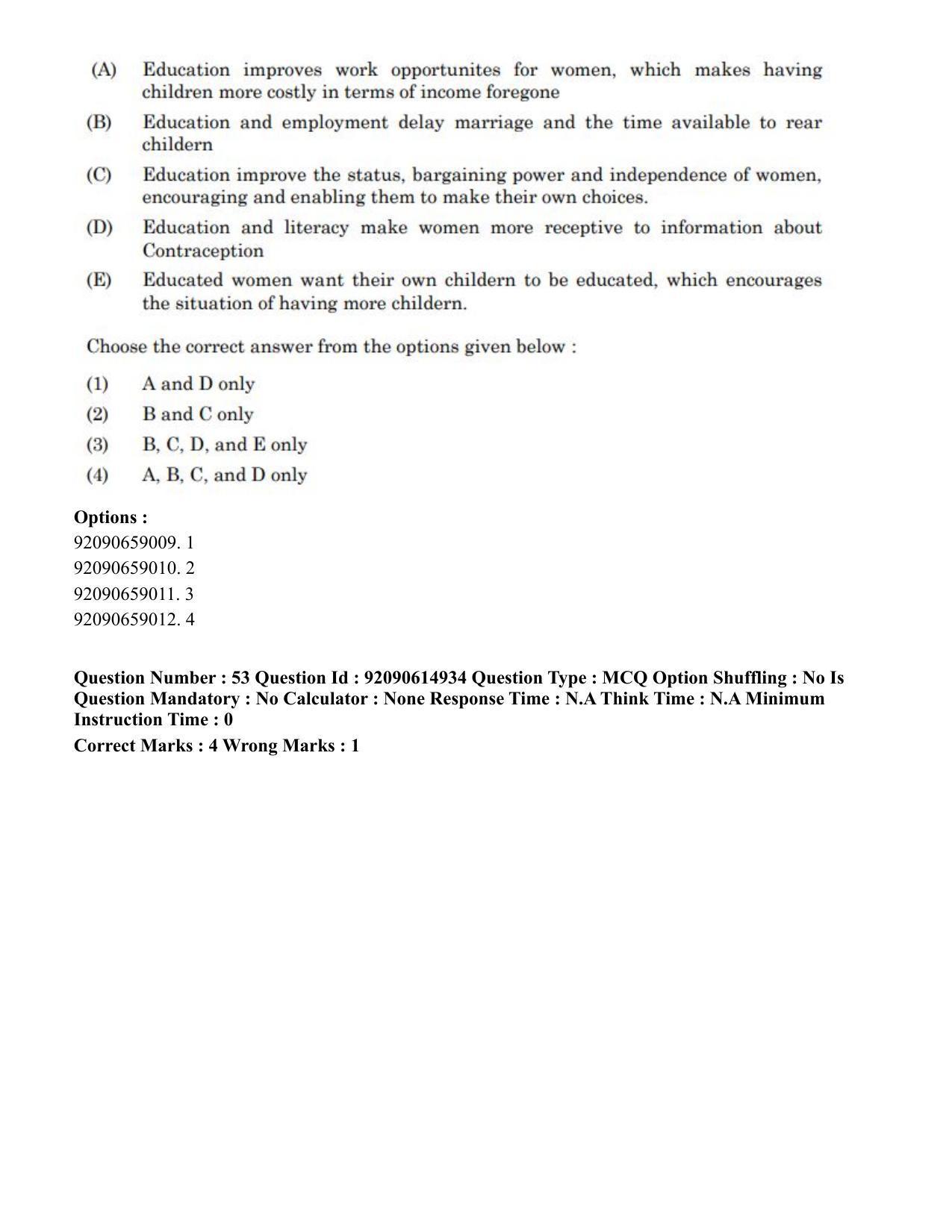 CUET PG 2023: HUQP06 – Dev. and Labour studies(HINDI)-Shift 3 (12-06-2023) Question Paper - Page 58