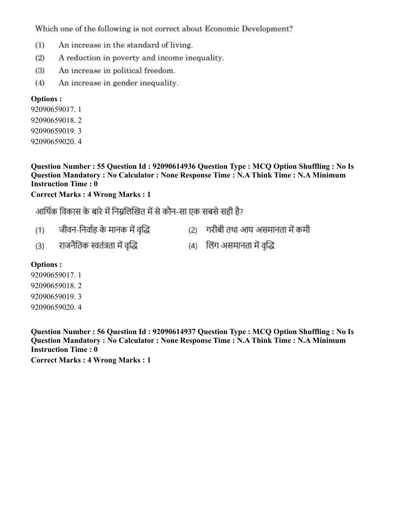 CUET PG 2023: HUQP06 – Dev. and Labour studies(HINDI)-Shift 3 (12-06-2023) Question Paper - Page 61