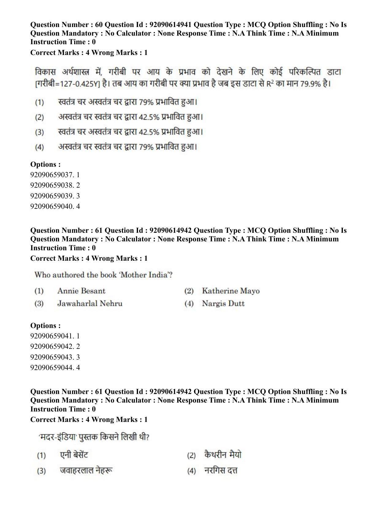 CUET PG 2023: HUQP06 – Dev. and Labour studies(HINDI)-Shift 3 (12-06-2023) Question Paper - Page 68