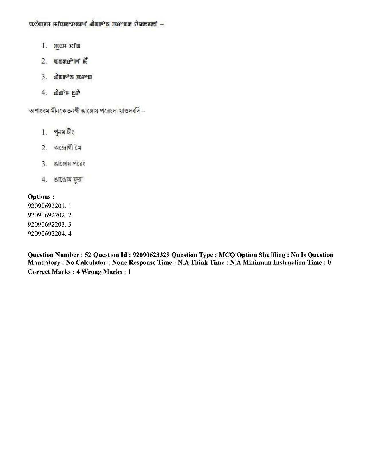 CUET PG 2023: LAQP24 – Manipuri Hin - Shift 2 (24-06-2023) Question Paper - Page 88