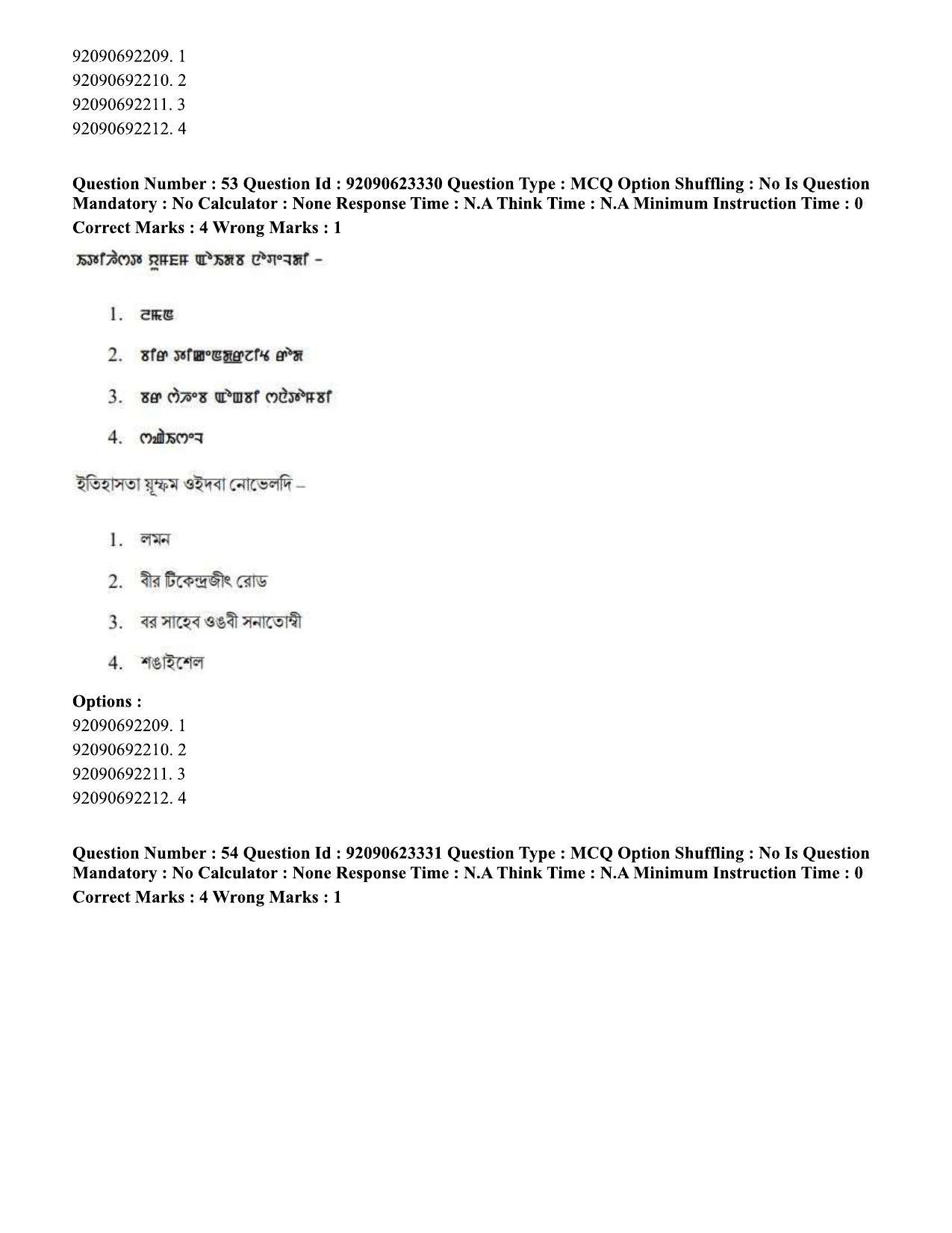 CUET PG 2023: LAQP24 – Manipuri Hin - Shift 2 (24-06-2023) Question Paper - Page 93