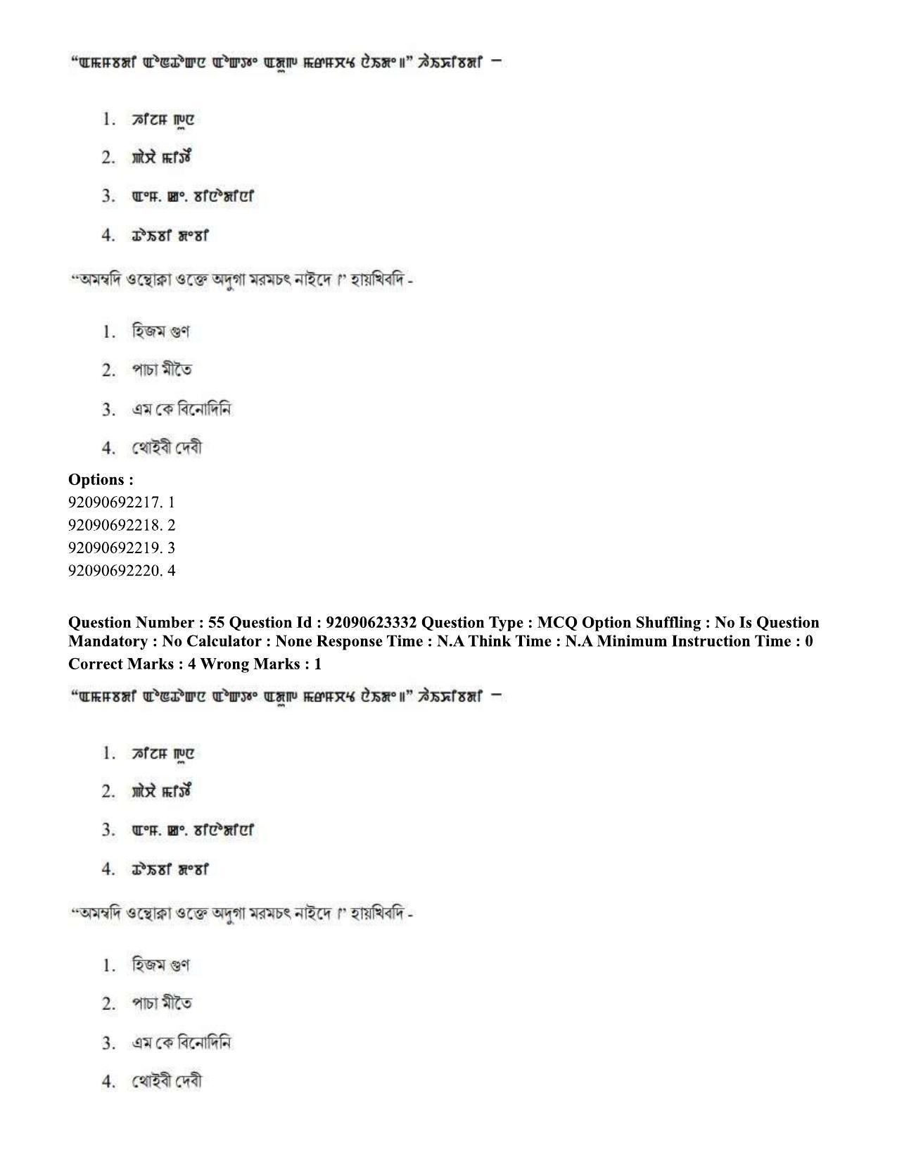CUET PG 2023: LAQP24 – Manipuri Hin - Shift 2 (24-06-2023) Question Paper - Page 96