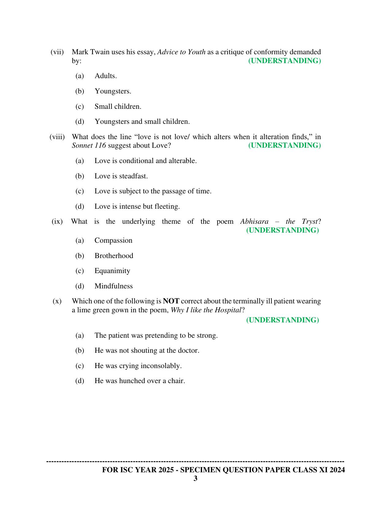 ISC Class 11 2024 English Literature Sample Paper - Page 3