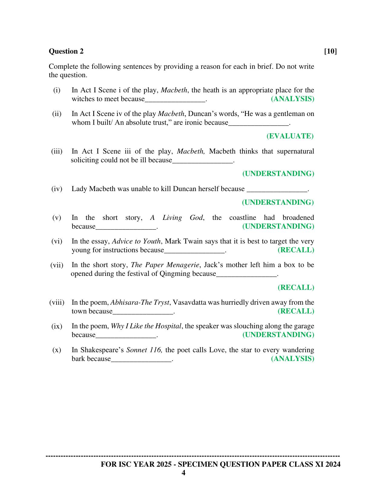 ISC Class 11 2024 English Literature Sample Paper - Page 4
