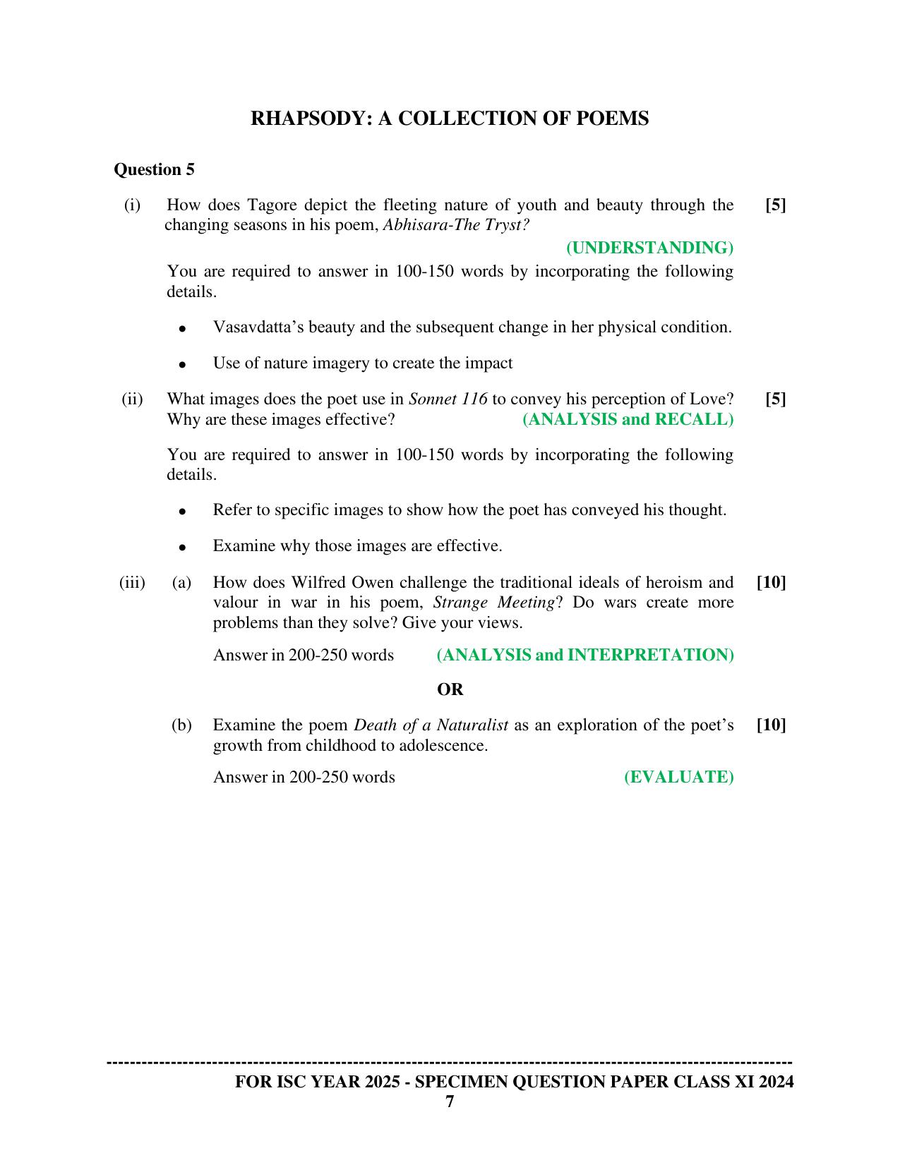 ISC Class 11 2024 English Literature Sample Paper - Page 7