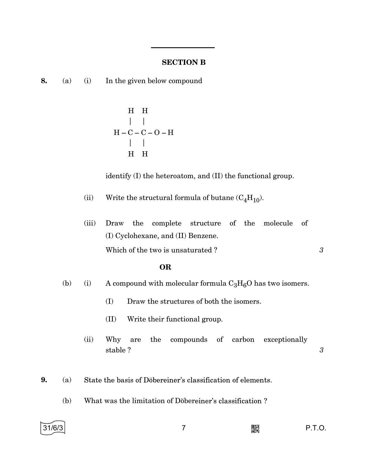 CBSE Class 10 31-6-3 SCIENCE 2022 Compartment Question Paper - Page 7