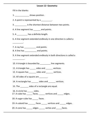 Worksheet for Class 3 Mathematics Geometry Assignment