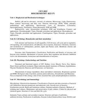 AP RCET Biochemistry Syllabus