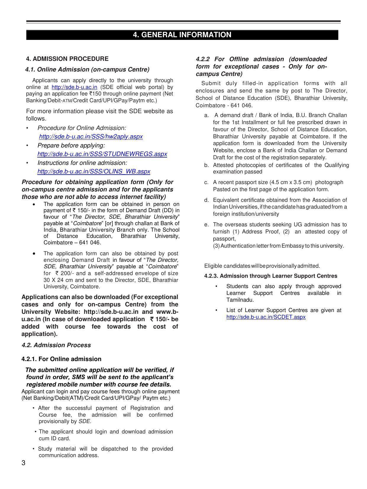 Bharathiar University, Coimbatore Distance Education Prospectus 2021 - Page 5