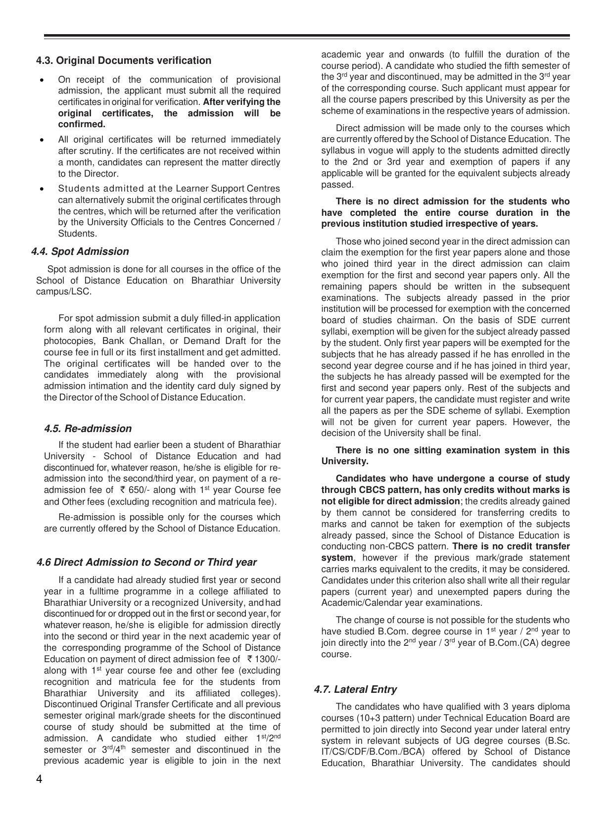 Bharathiar University, Coimbatore Distance Education Prospectus 2021 - Page 6