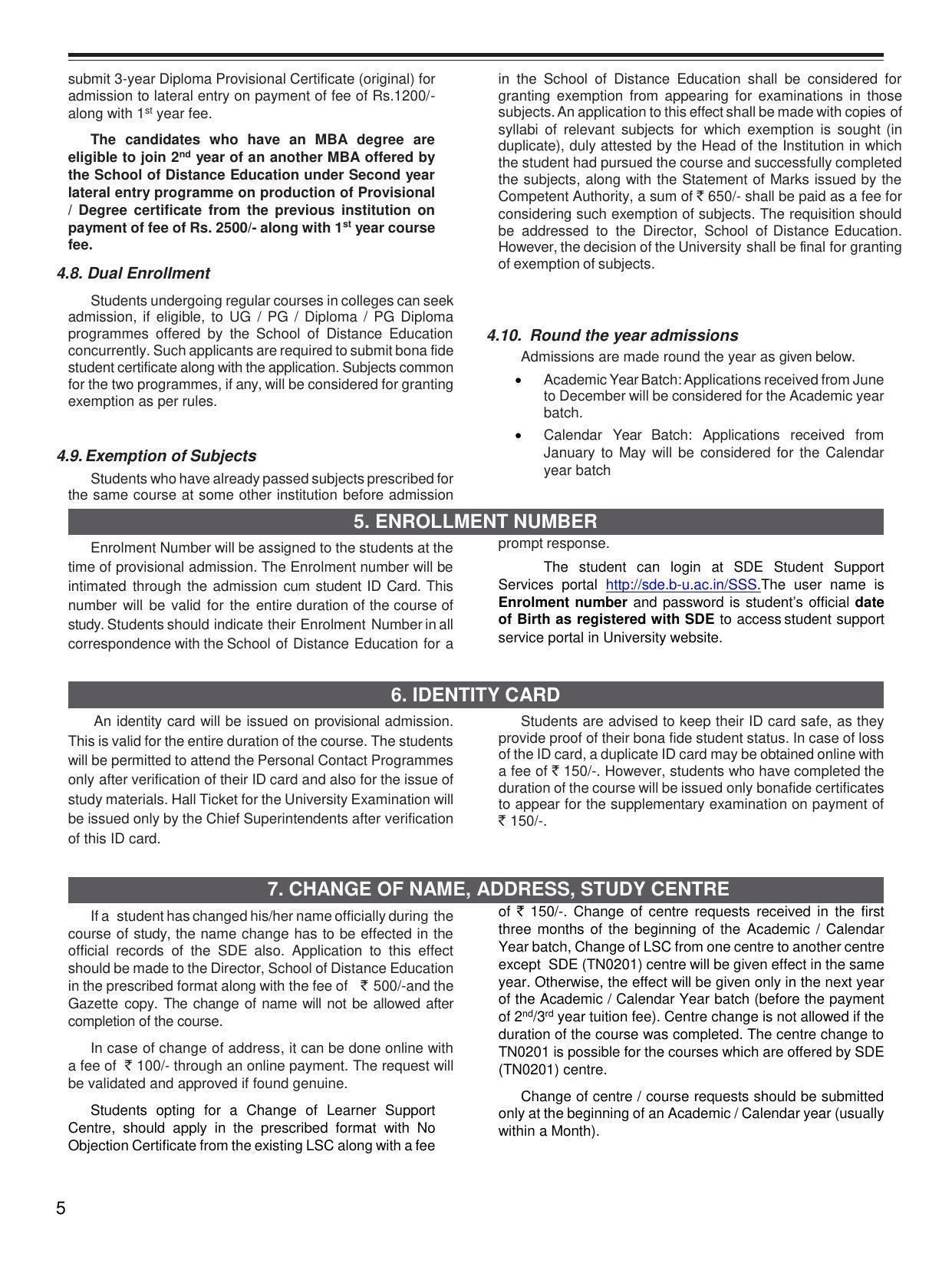 Bharathiar University, Coimbatore Distance Education Prospectus 2021 - Page 7