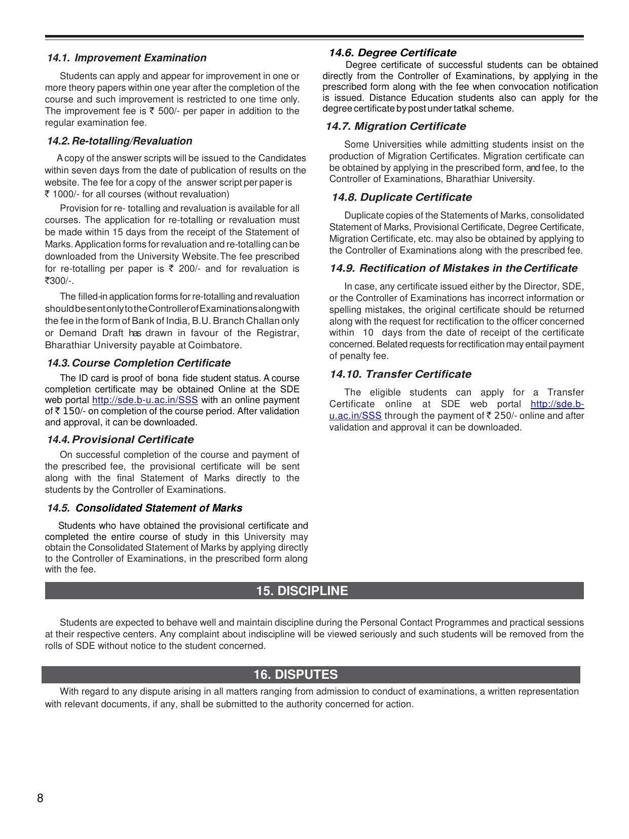 Bharathiar University, Coimbatore Distance Education Prospectus 2021 - Page 10