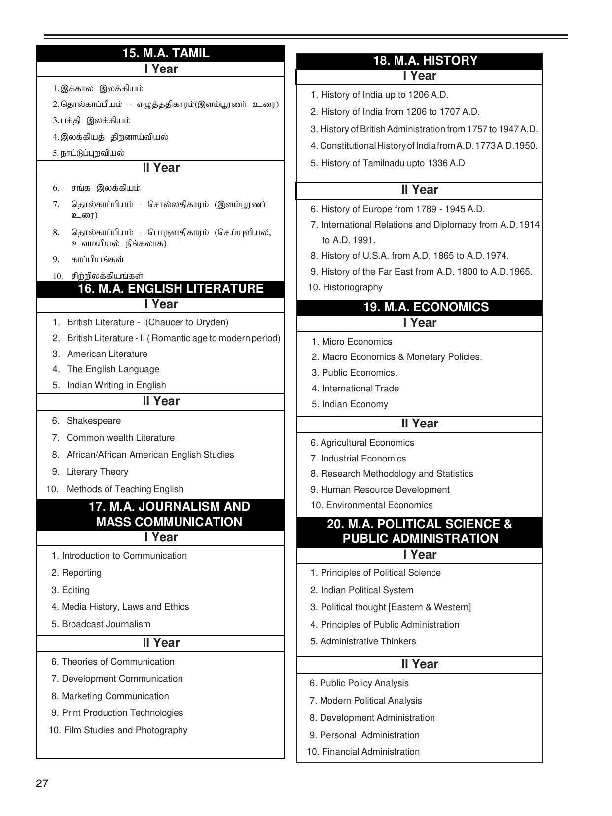 Bharathiar University, Coimbatore Distance Education Prospectus 2021 - Page 29
