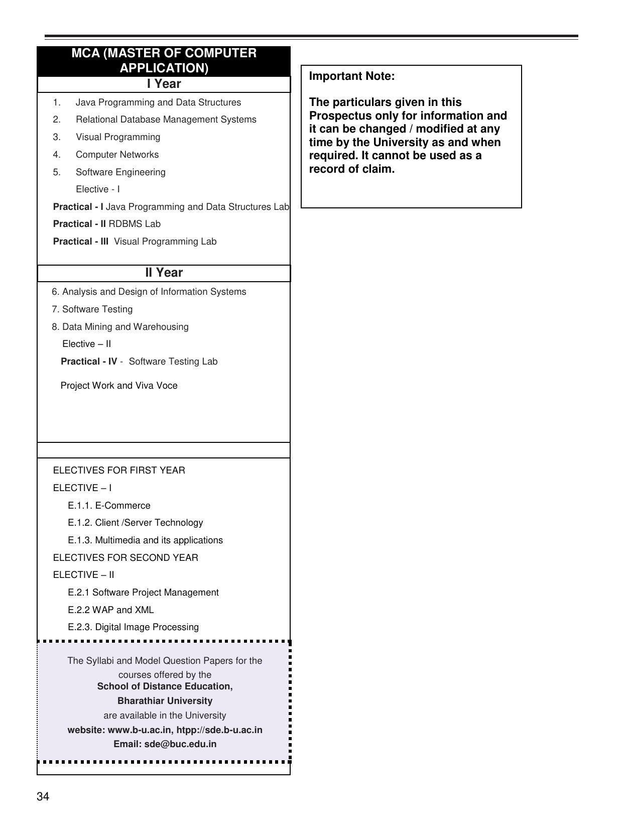 Bharathiar University, Coimbatore Distance Education Prospectus 2021 - Page 36