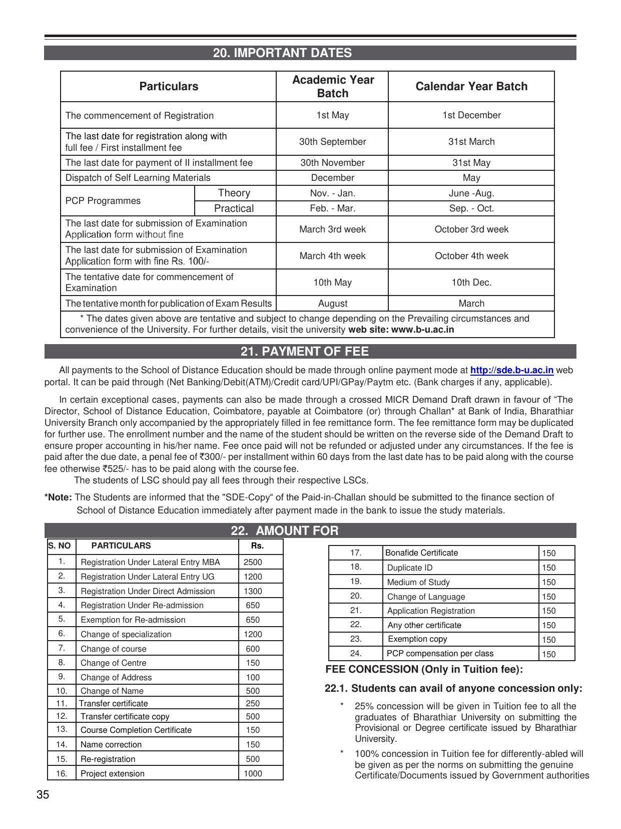 Bharathiar University, Coimbatore Distance Education Prospectus 2021 - Page 37