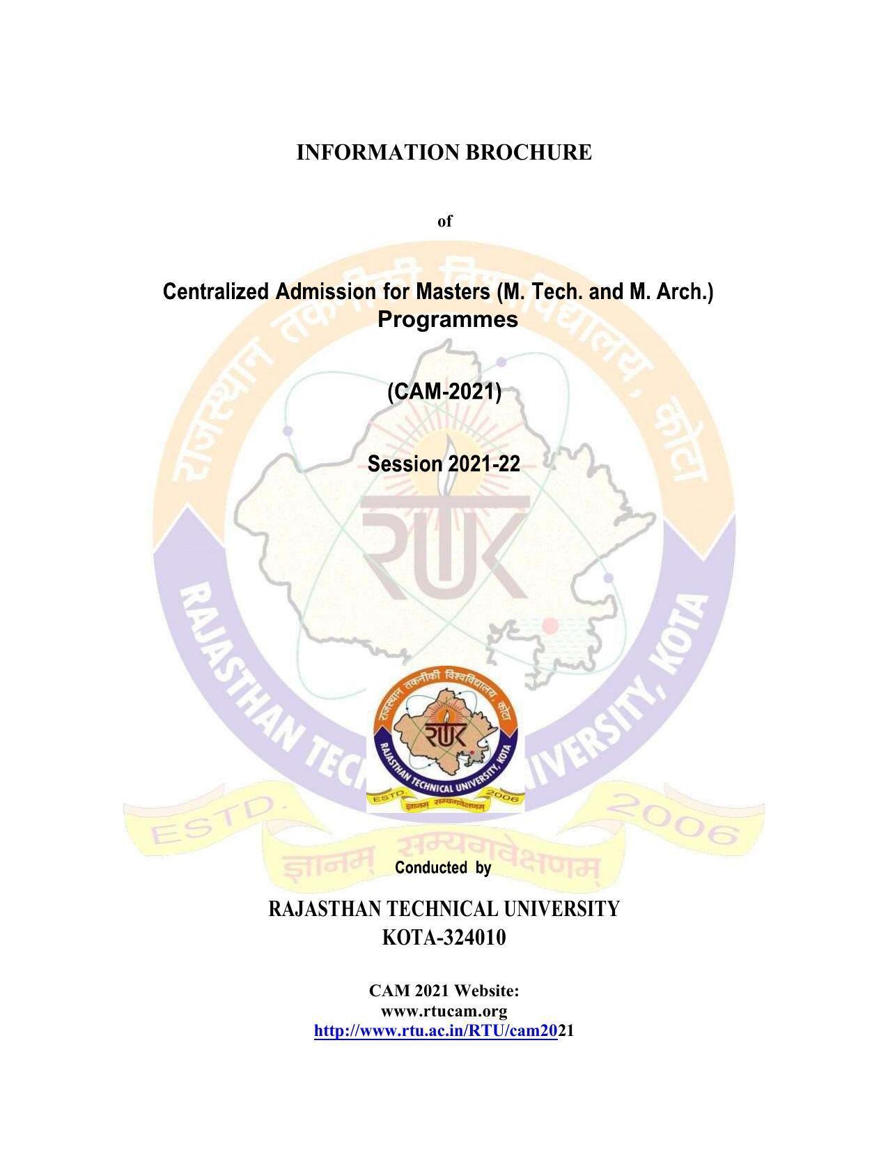 Rajasthan Technical University, Kota Information Brochure 2021-22 - Page 1