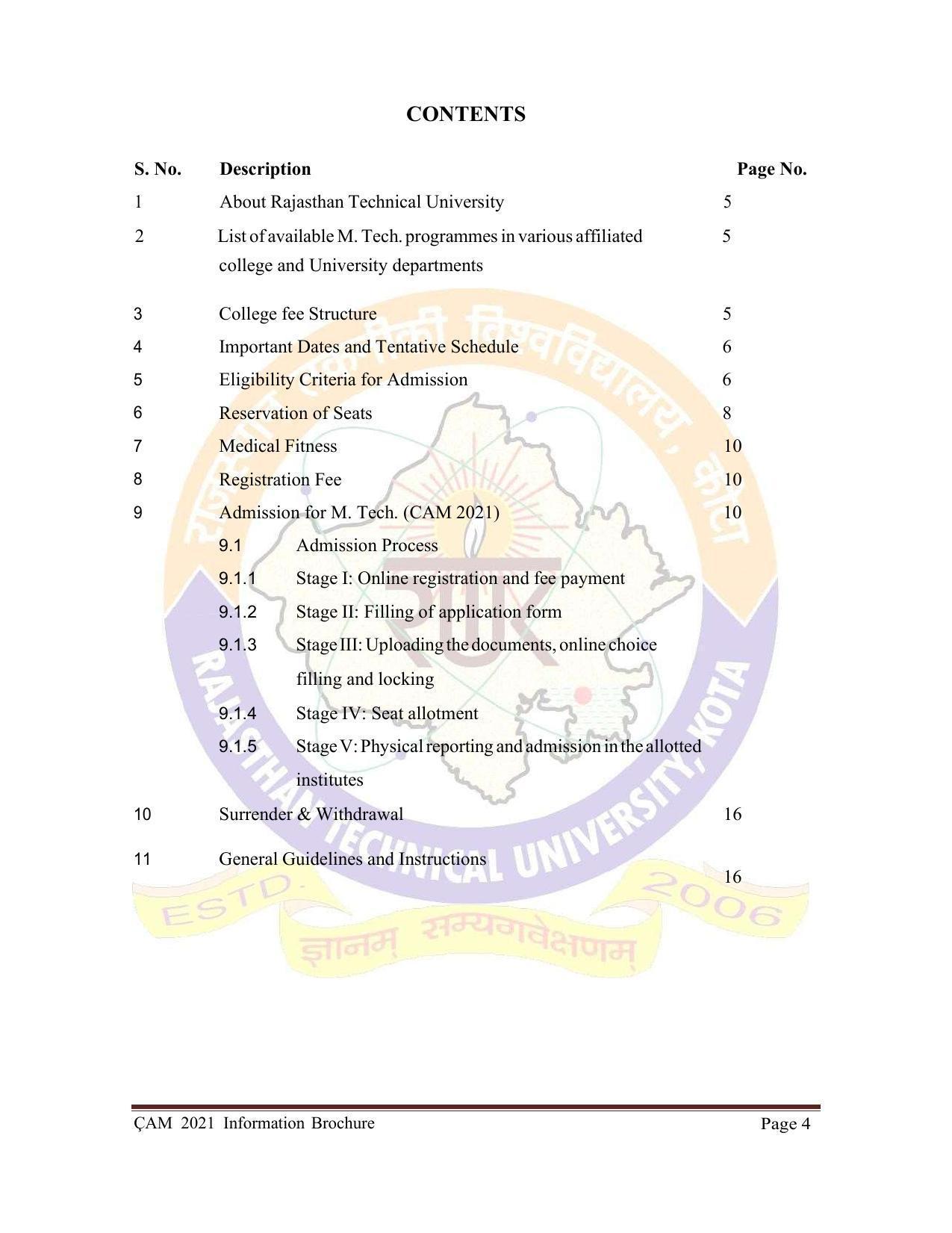 Rajasthan Technical University, Kota Information Brochure 2021-22 - Page 4