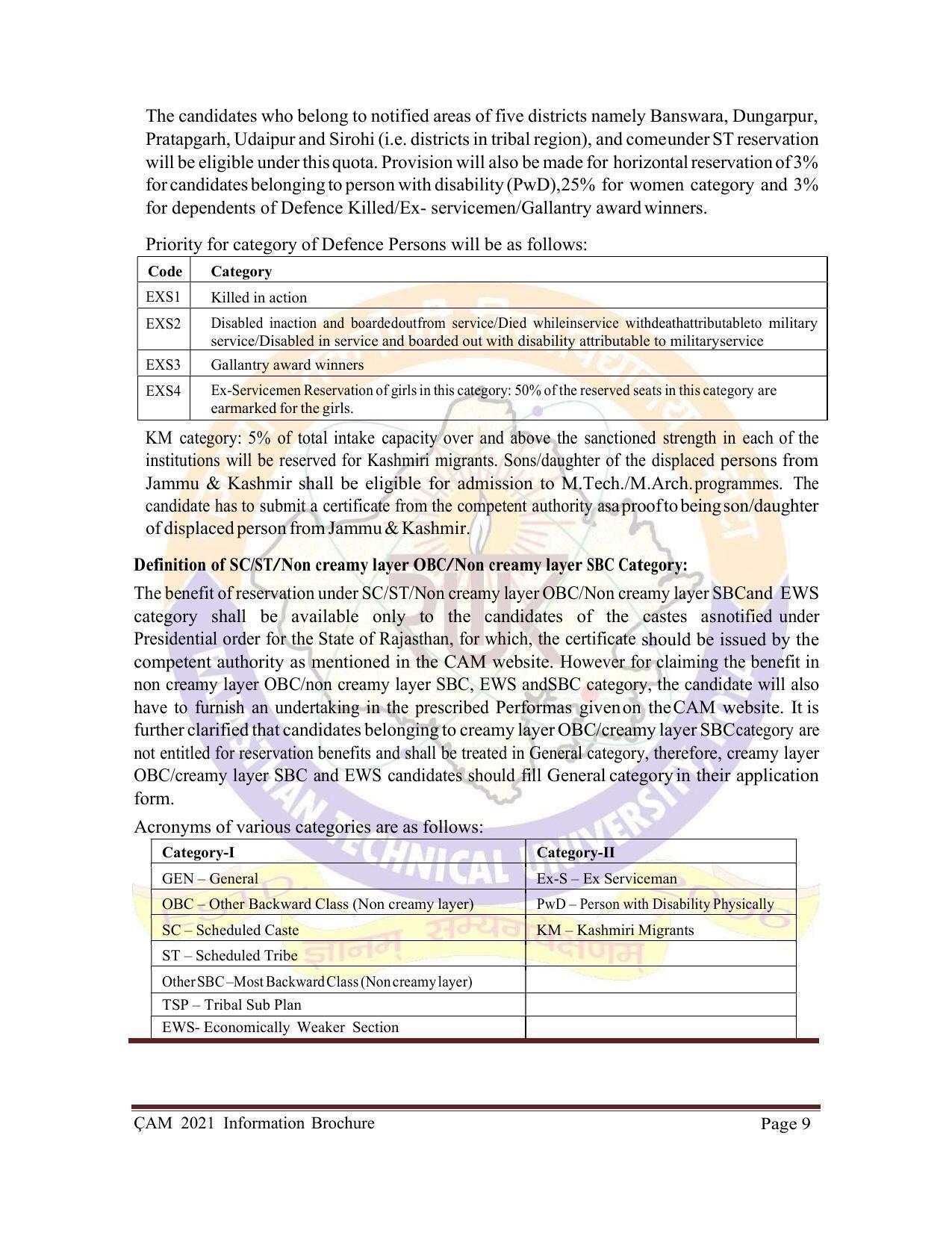Rajasthan Technical University, Kota Information Brochure 2021-22 - Page 9