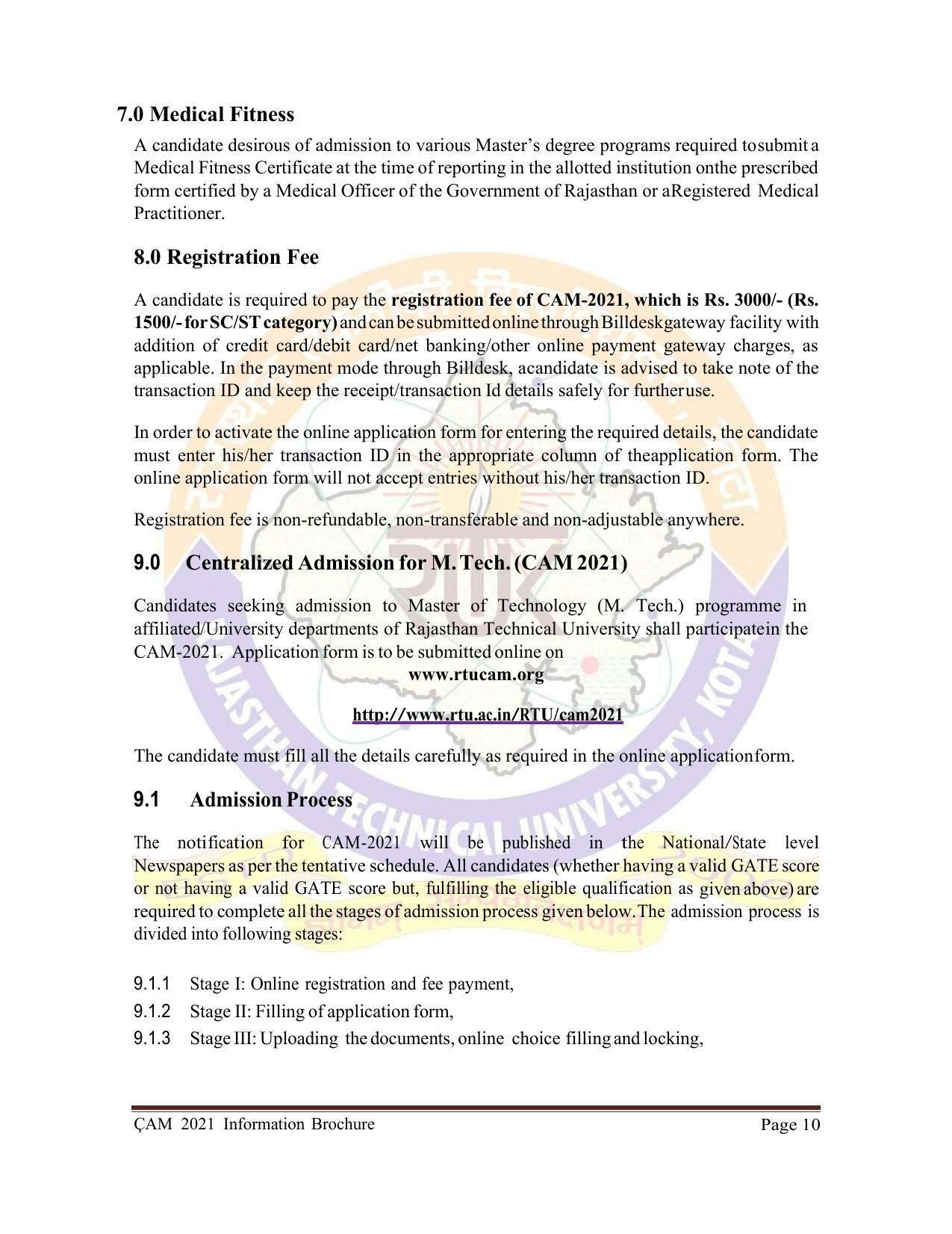 Rajasthan Technical University, Kota Information Brochure 2021-22 - Page 10