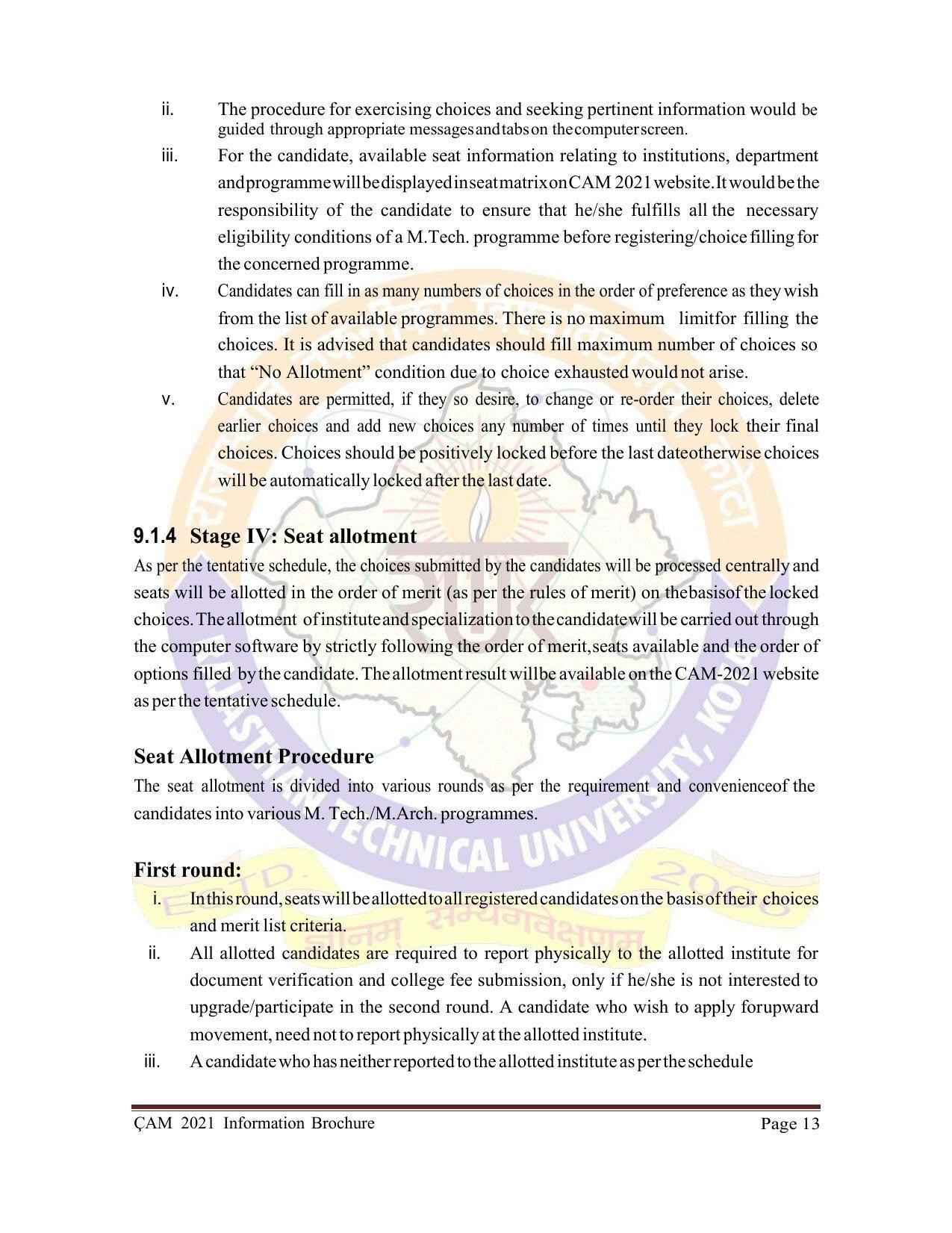 Rajasthan Technical University, Kota Information Brochure 2021-22 - Page 13