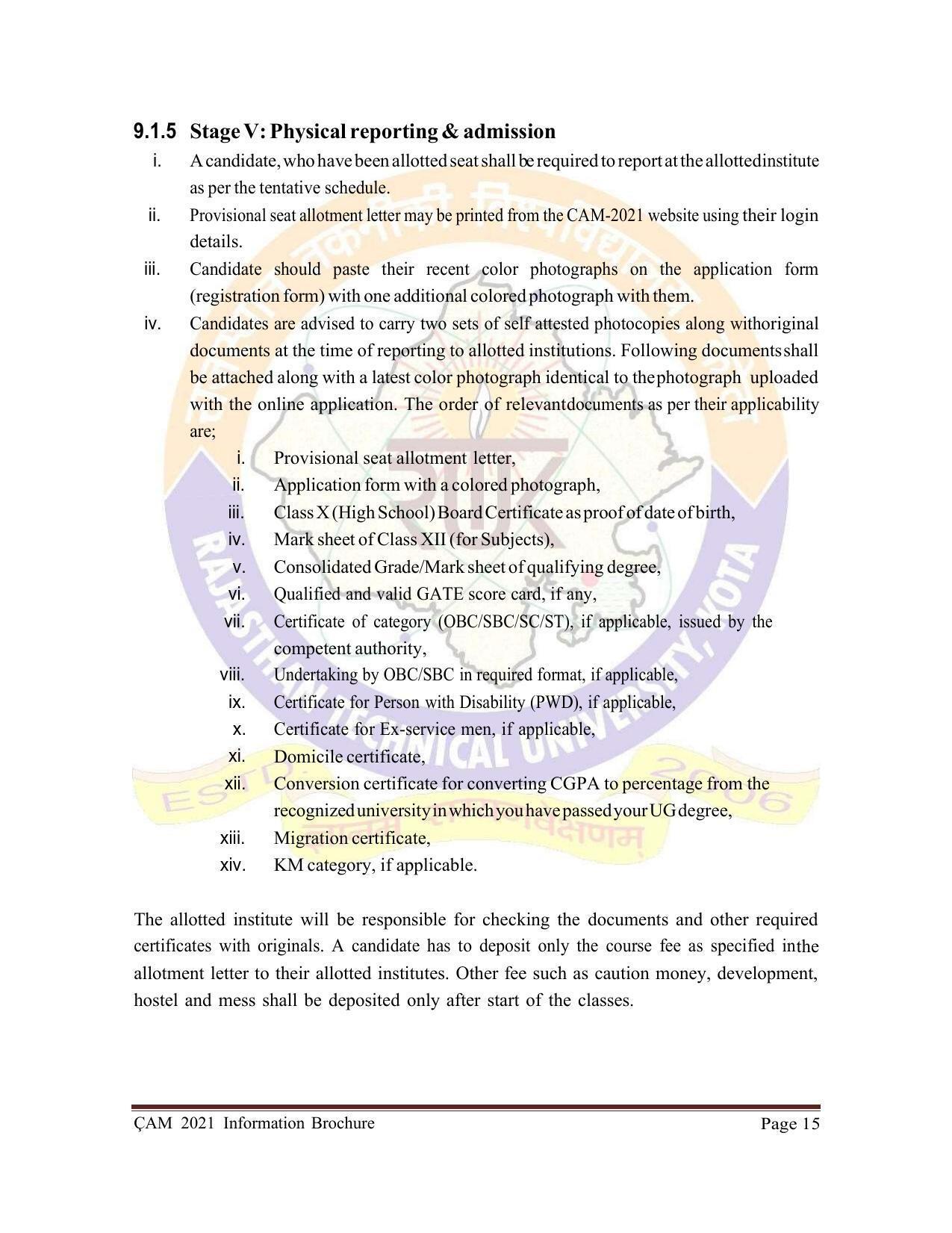 Rajasthan Technical University, Kota Information Brochure 2021-22 - Page 15