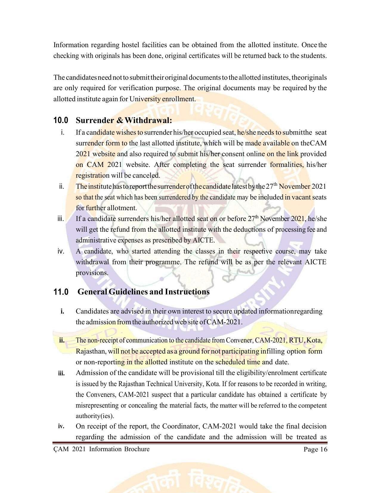 Rajasthan Technical University, Kota Information Brochure 2021-22 - Page 16