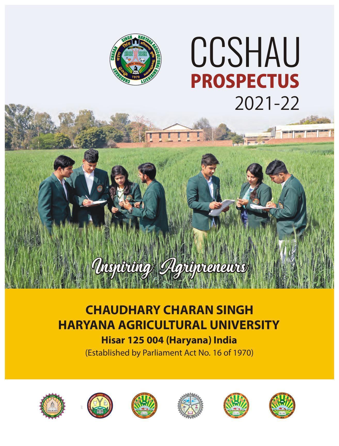 Chaudhary Charan Singh Haryana Agricultural University, Hisar 2021-22 (Prospectus) - Page 1