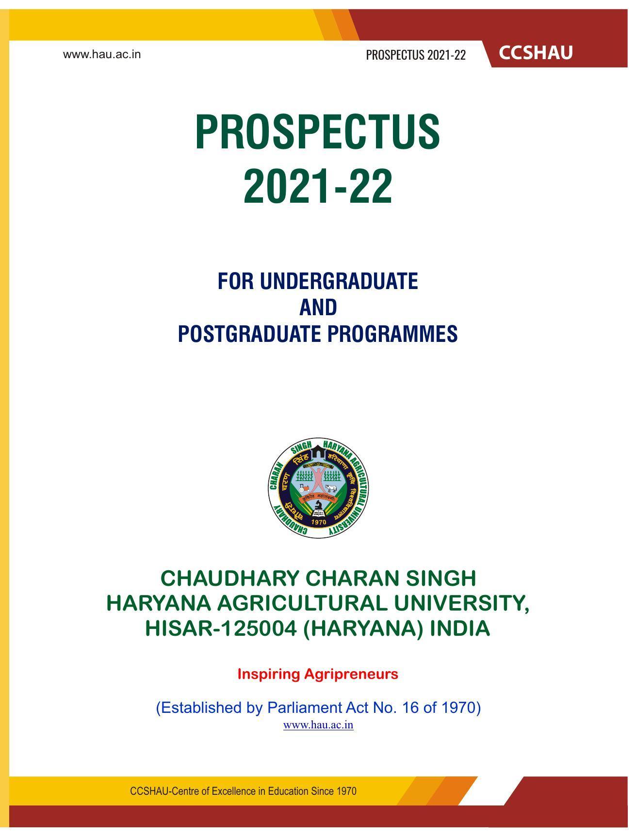 Chaudhary Charan Singh Haryana Agricultural University, Hisar 2021-22 (Prospectus) - Page 3