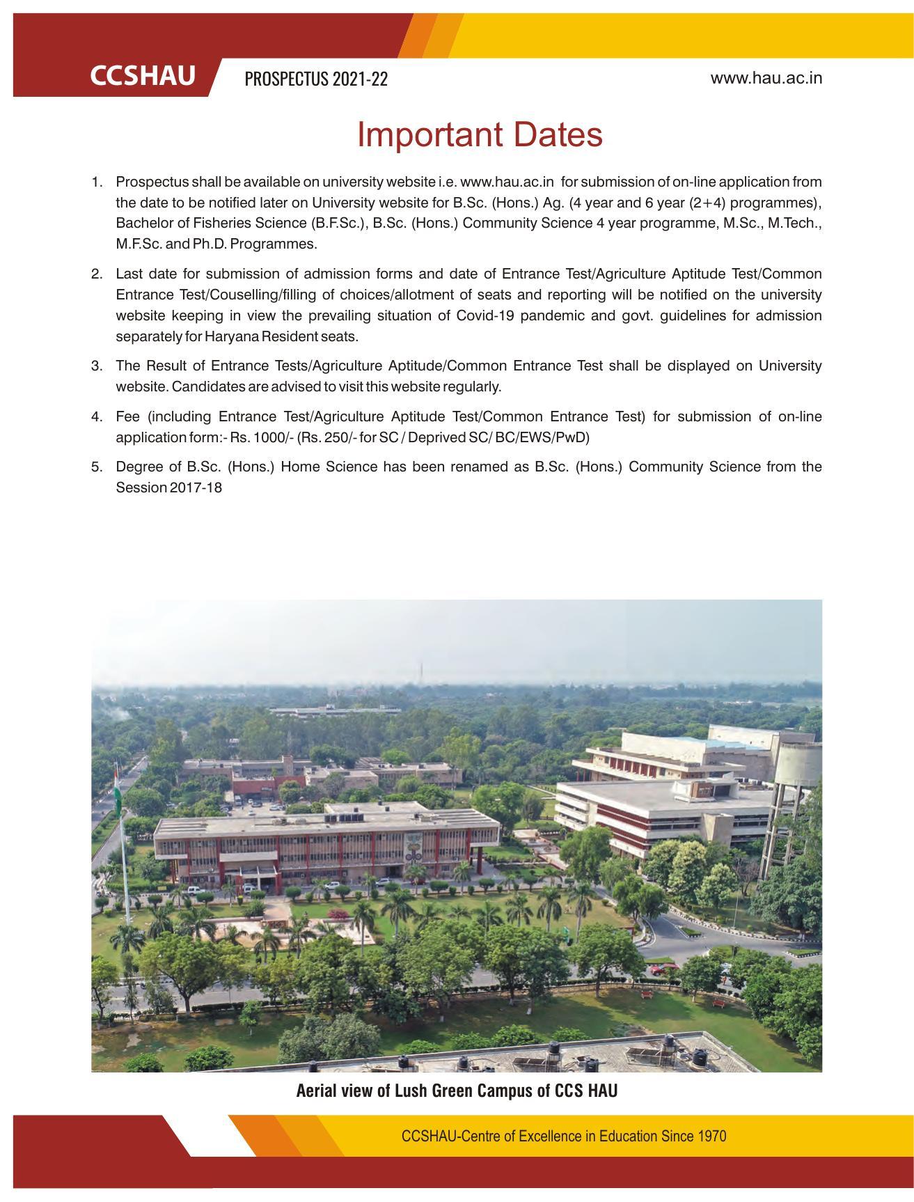 Chaudhary Charan Singh Haryana Agricultural University, Hisar 2021-22 (Prospectus) - Page 8