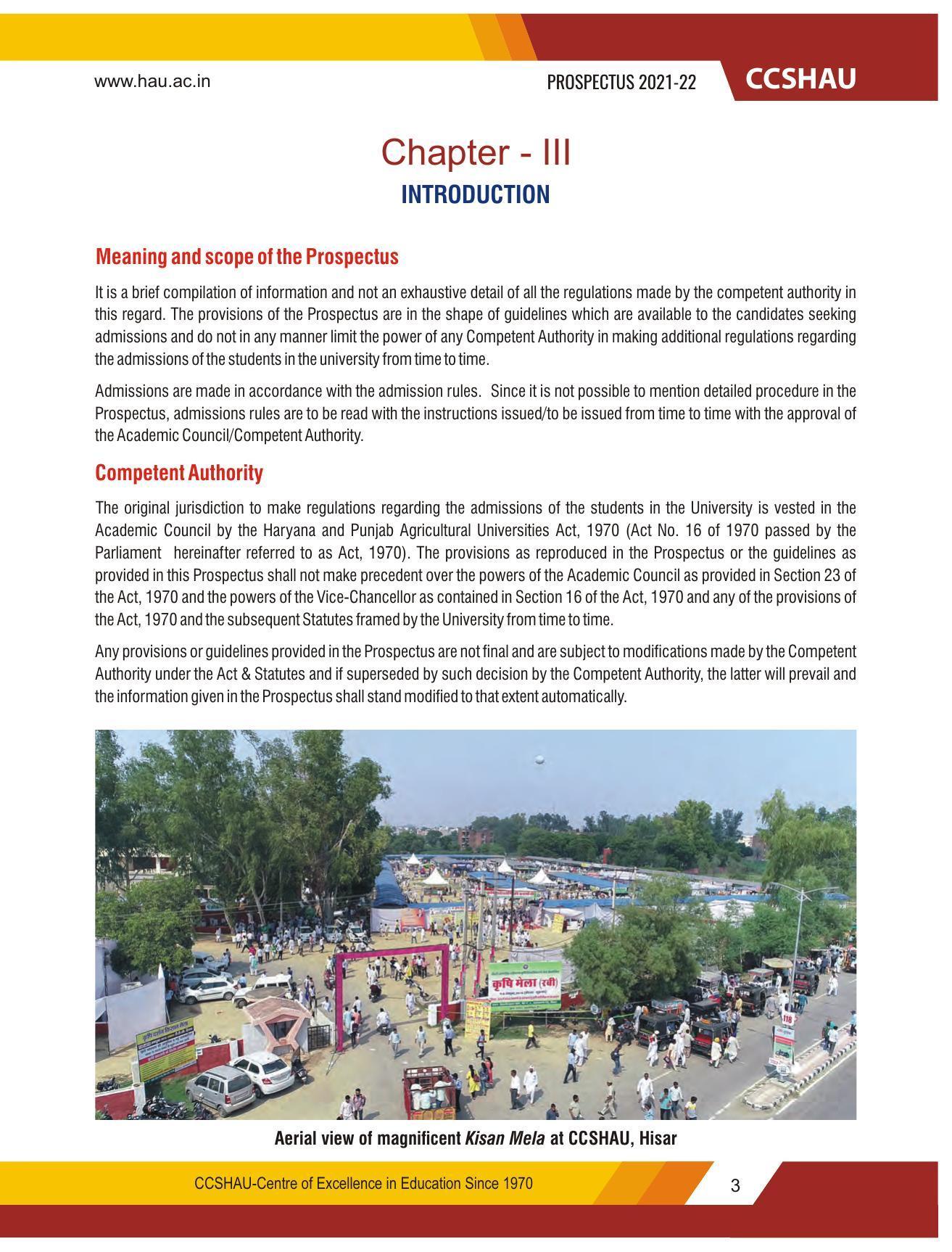 Chaudhary Charan Singh Haryana Agricultural University, Hisar 2021-22 (Prospectus) - Page 13