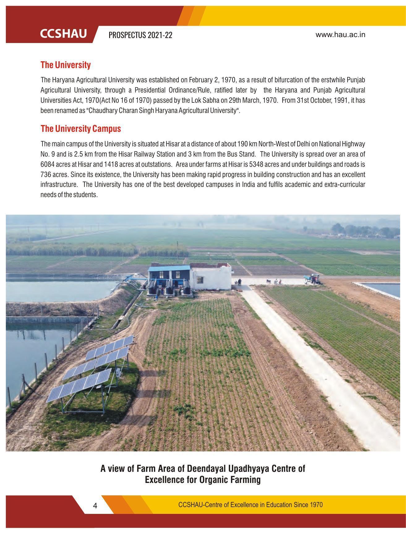 Chaudhary Charan Singh Haryana Agricultural University, Hisar 2021-22 (Prospectus) - Page 14