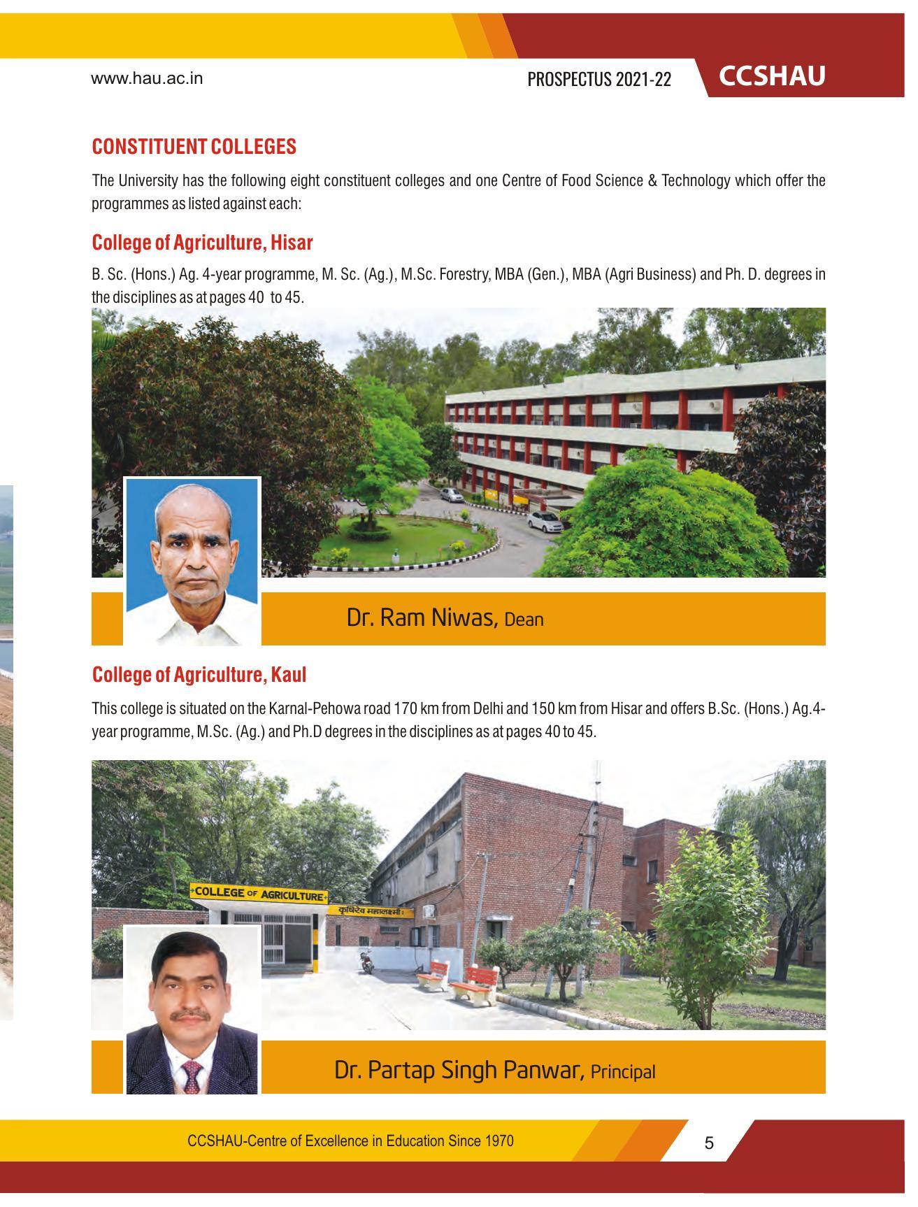Chaudhary Charan Singh Haryana Agricultural University, Hisar 2021-22 (Prospectus) - Page 15