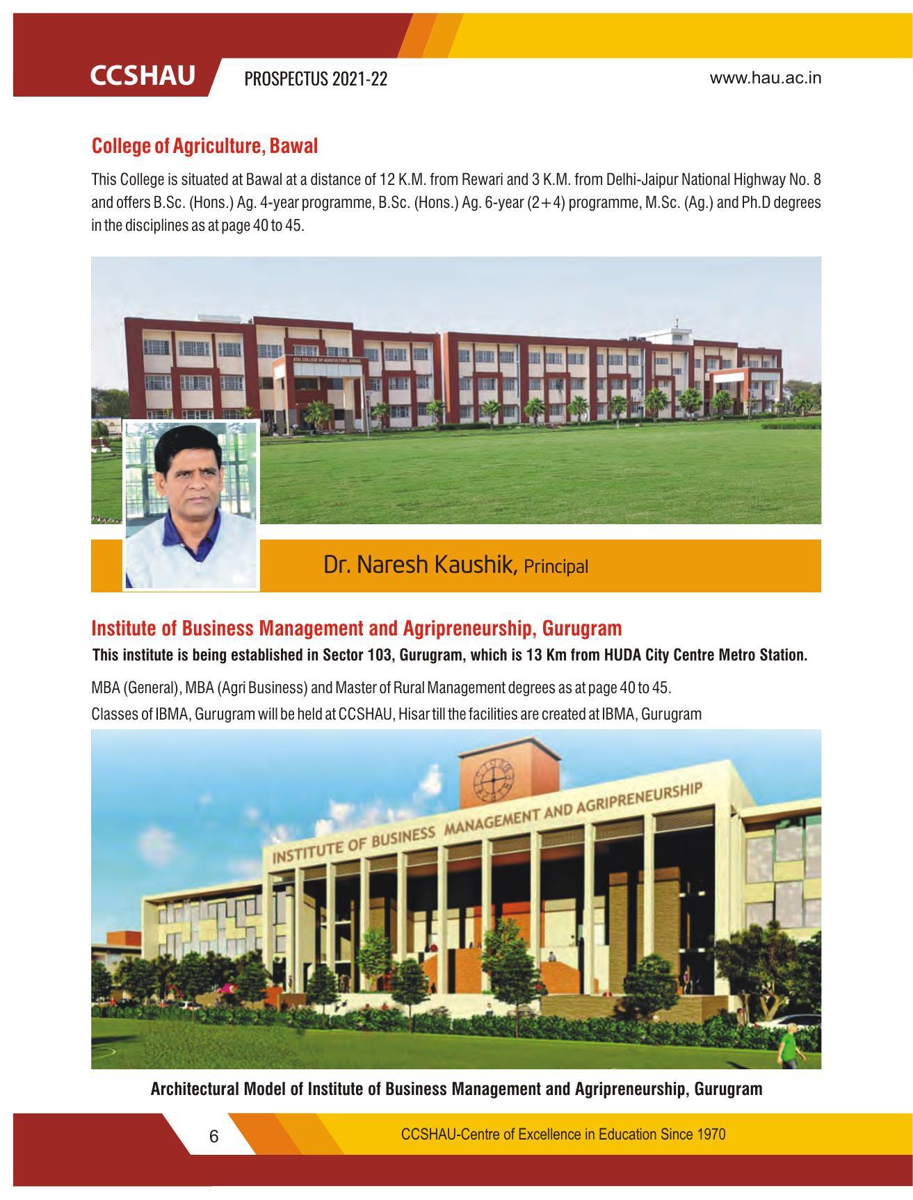 Chaudhary Charan Singh Haryana Agricultural University, Hisar 2021-22 (Prospectus) - Page 16