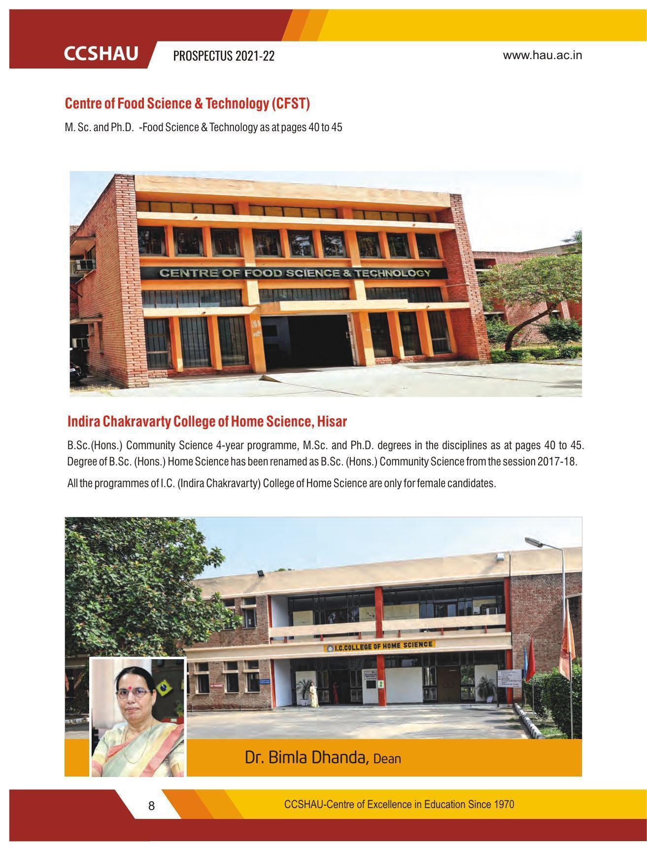 Chaudhary Charan Singh Haryana Agricultural University, Hisar 2021-22 (Prospectus) - Page 18