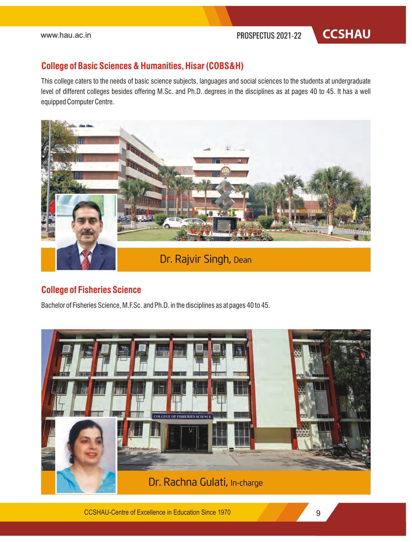 Chaudhary Charan Singh Haryana Agricultural University, Hisar 2021-22 (Prospectus) - Page 19