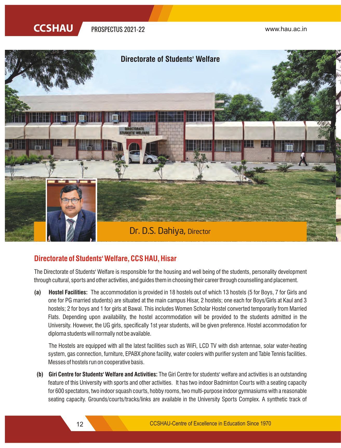 Chaudhary Charan Singh Haryana Agricultural University, Hisar 2021-22 (Prospectus) - Page 22