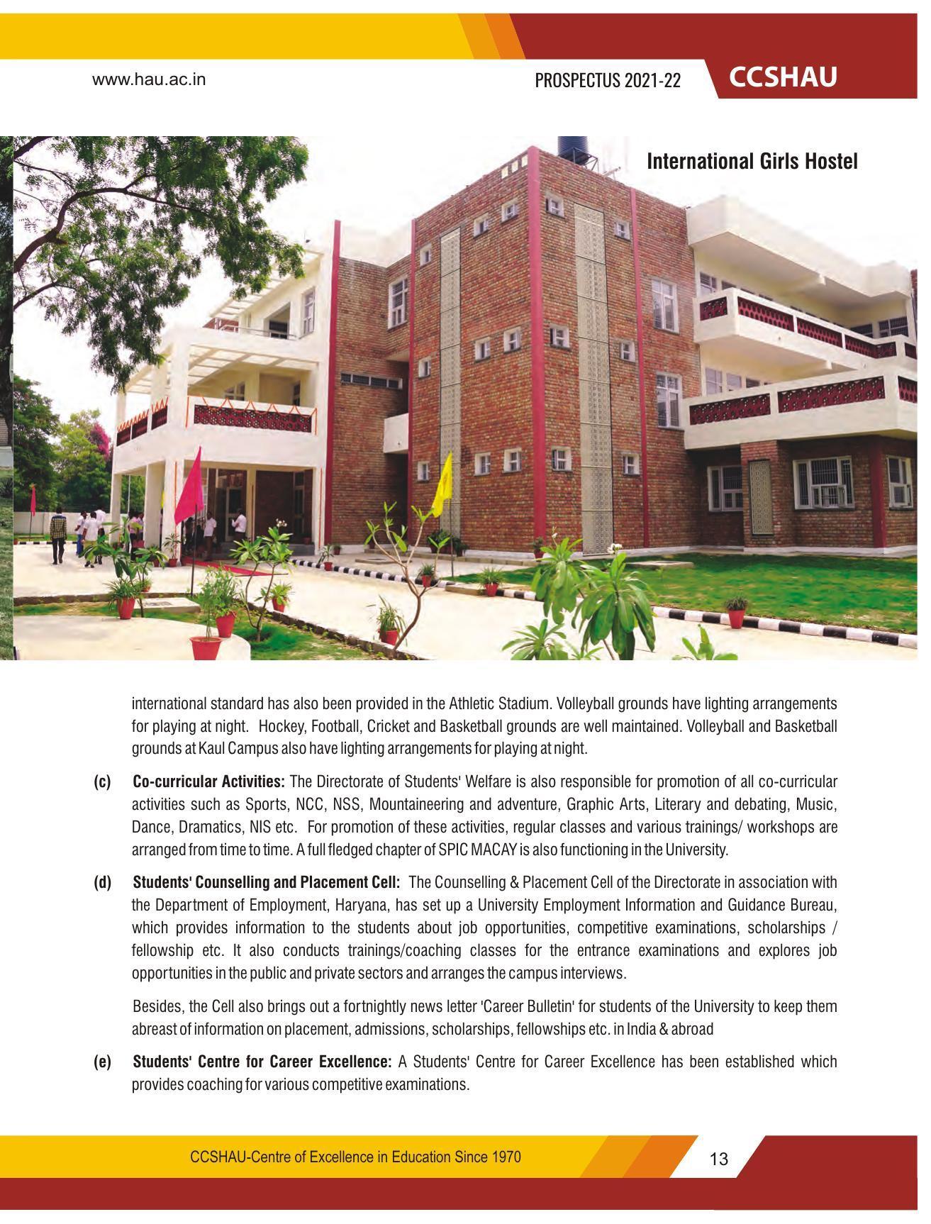 Chaudhary Charan Singh Haryana Agricultural University, Hisar 2021-22 (Prospectus) - Page 23