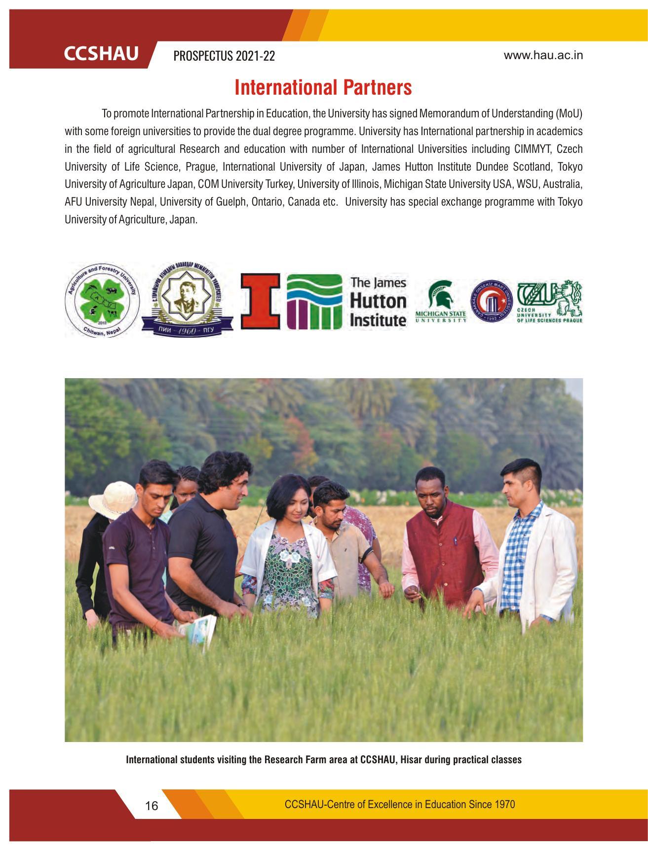 Chaudhary Charan Singh Haryana Agricultural University, Hisar 2021-22 (Prospectus) - Page 26