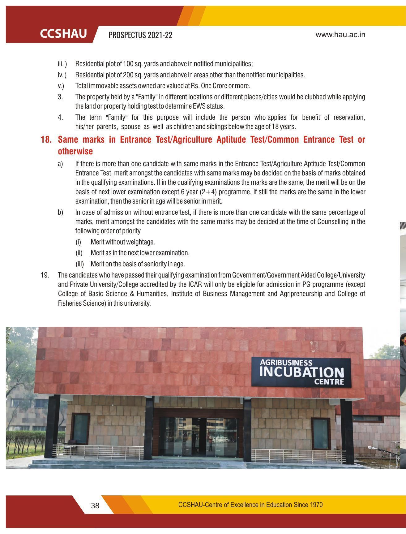 Chaudhary Charan Singh Haryana Agricultural University, Hisar 2021-22 (Prospectus) - Page 48