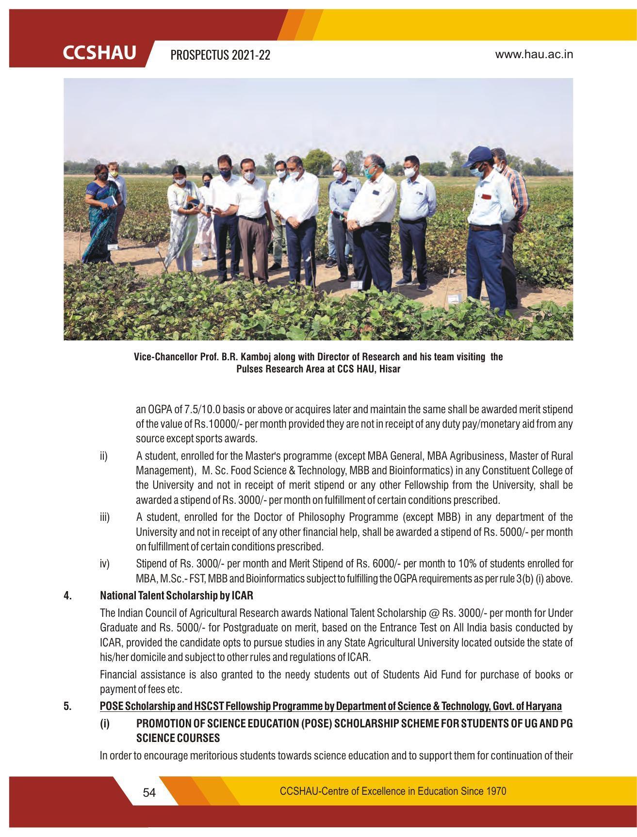 Chaudhary Charan Singh Haryana Agricultural University, Hisar 2021-22 (Prospectus) - Page 64