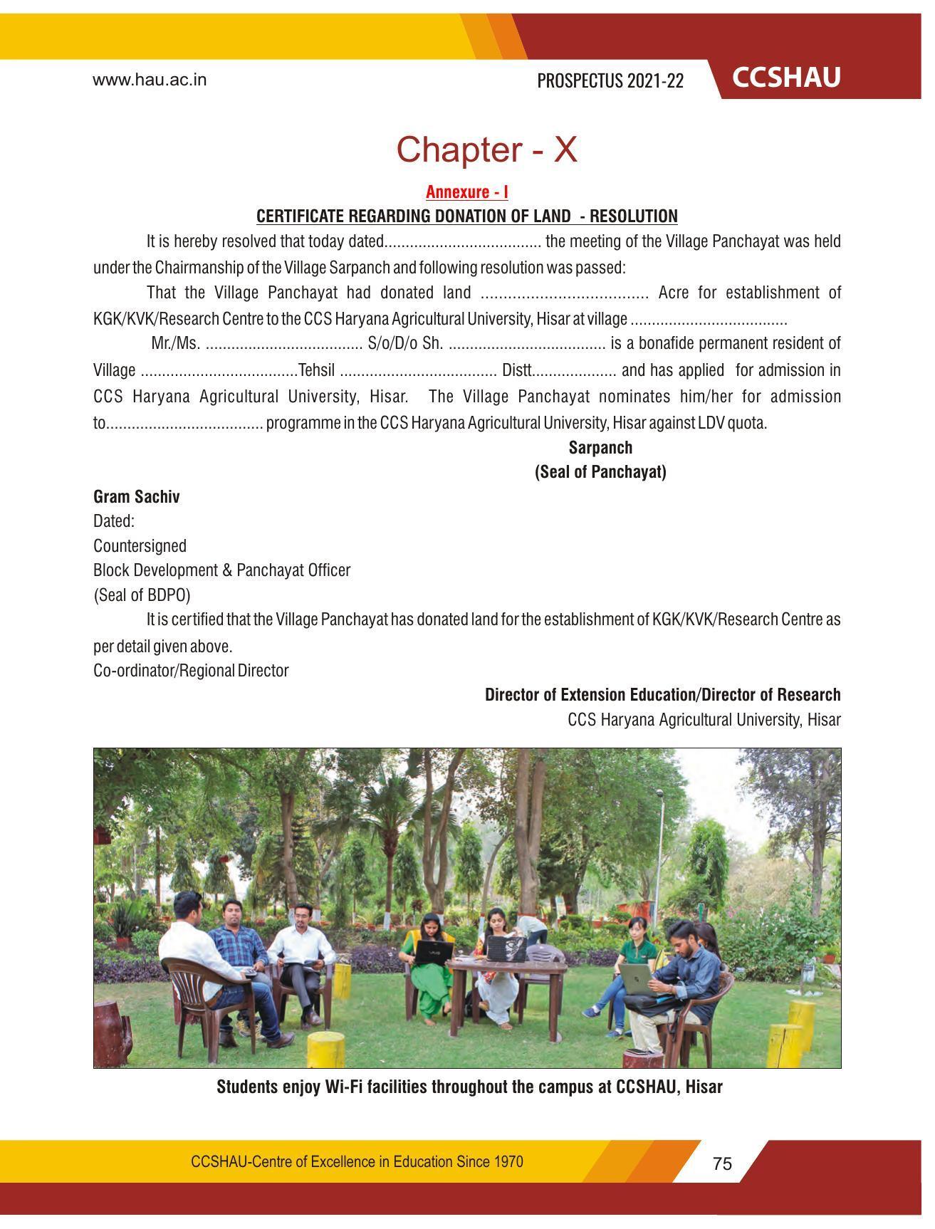 Chaudhary Charan Singh Haryana Agricultural University, Hisar 2021-22 (Prospectus) - Page 85