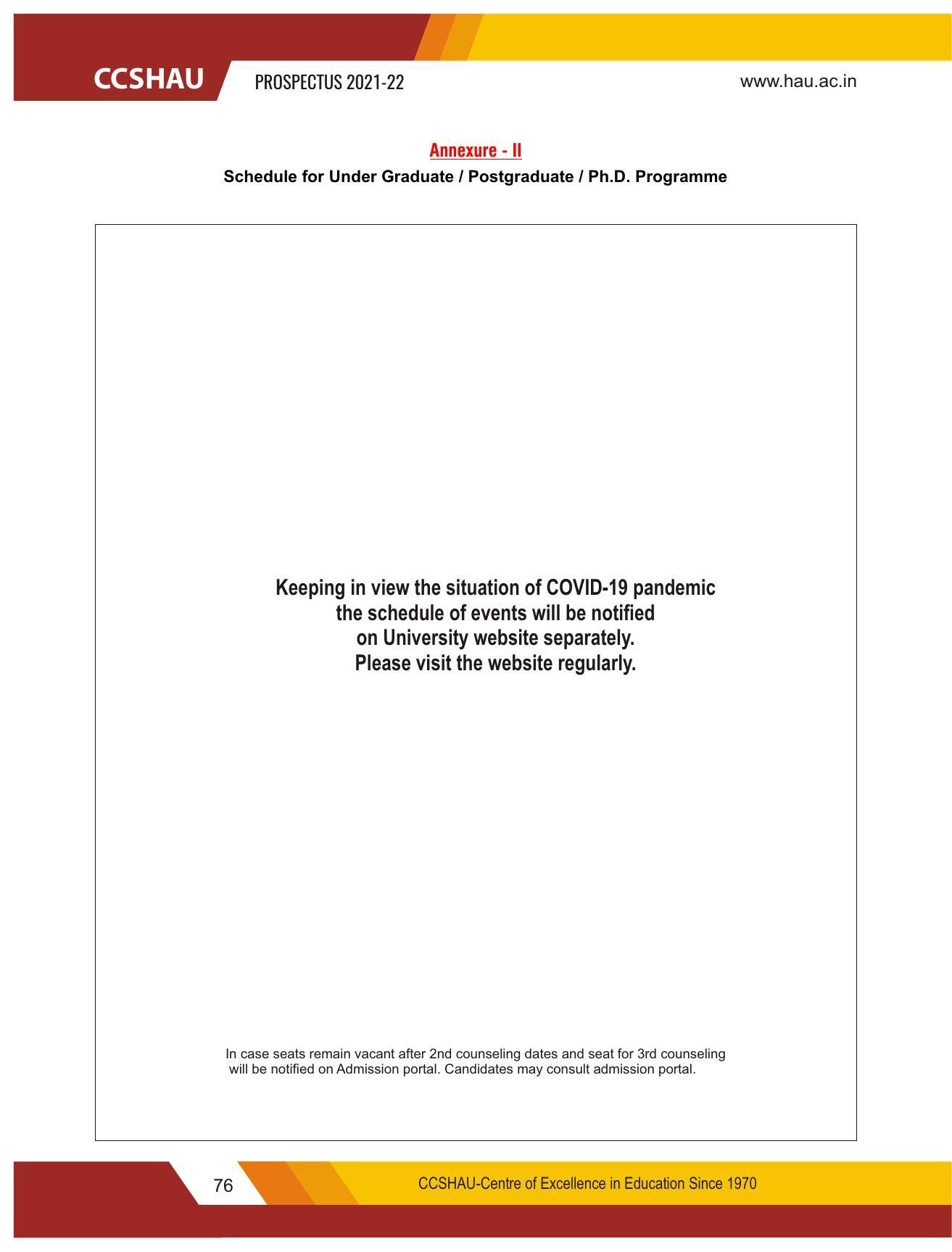 Chaudhary Charan Singh Haryana Agricultural University, Hisar 2021-22 (Prospectus) - Page 86