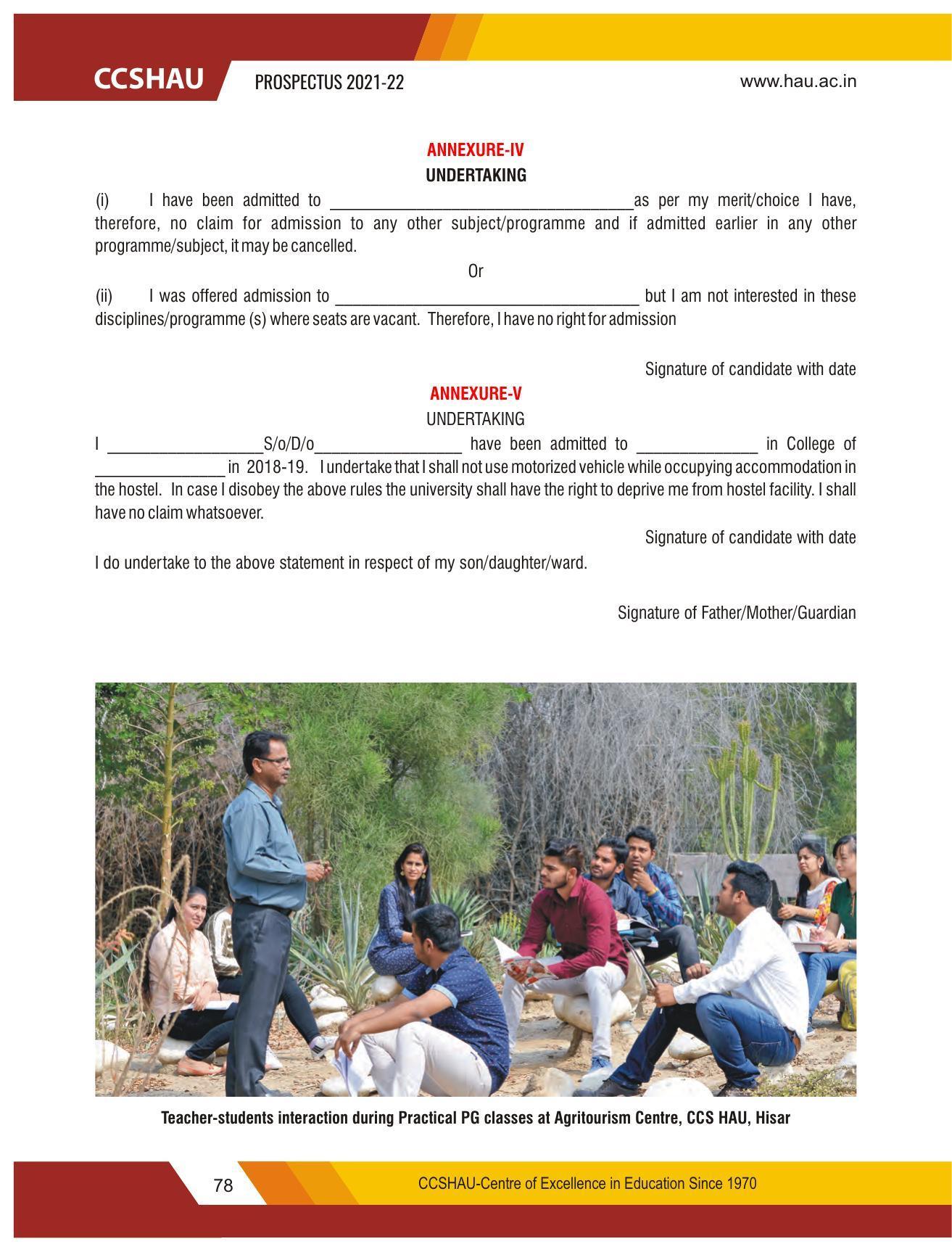 Chaudhary Charan Singh Haryana Agricultural University, Hisar 2021-22 (Prospectus) - Page 88