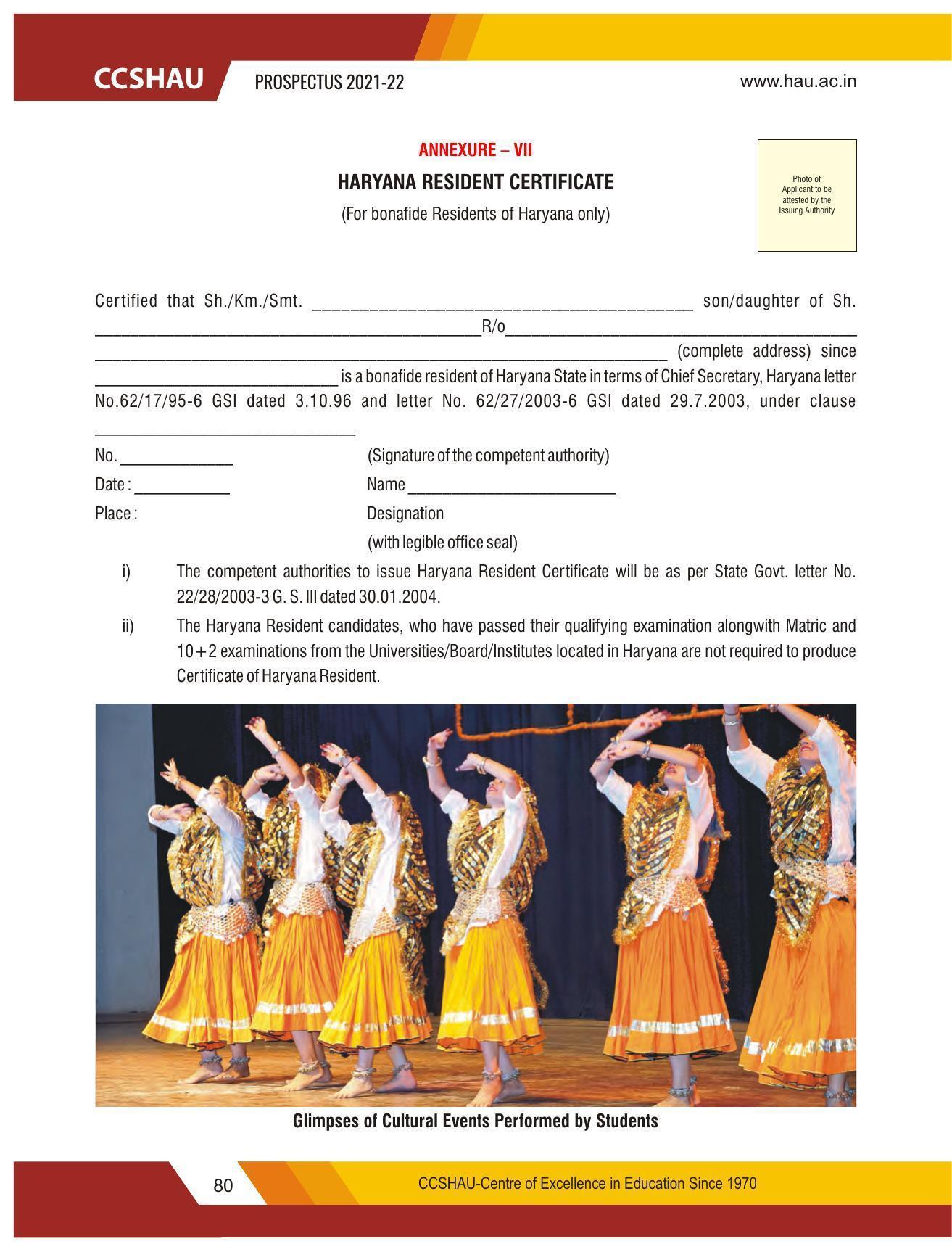 Chaudhary Charan Singh Haryana Agricultural University, Hisar 2021-22 (Prospectus) - Page 90