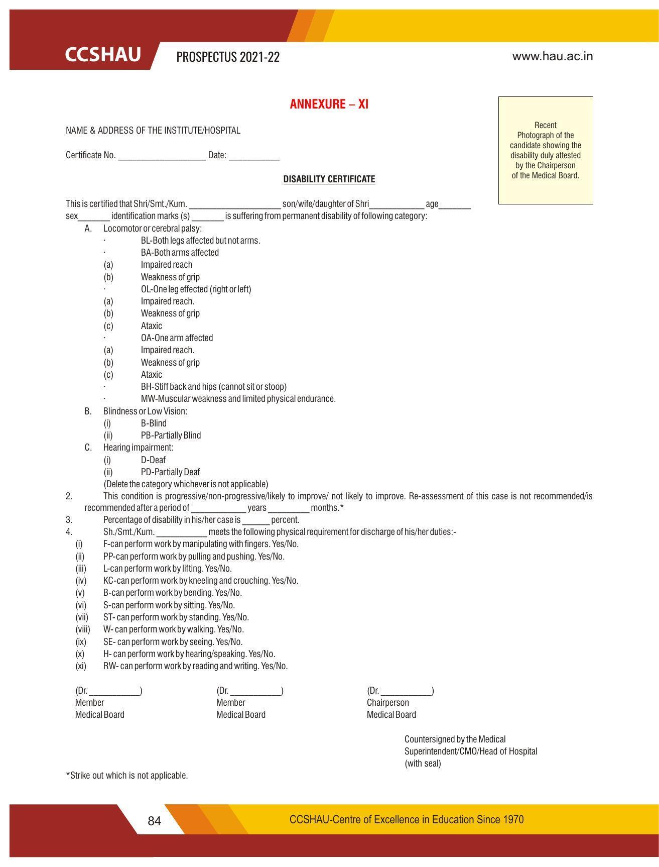 Chaudhary Charan Singh Haryana Agricultural University, Hisar 2021-22 (Prospectus) - Page 94