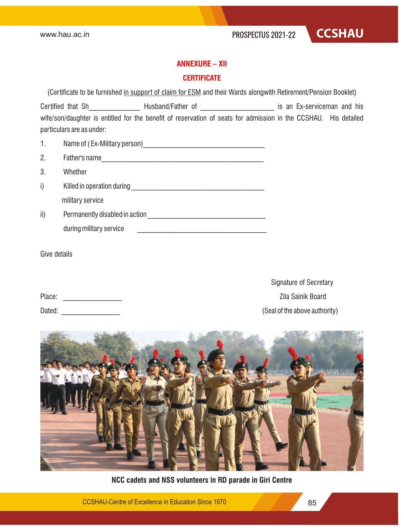 Chaudhary Charan Singh Haryana Agricultural University, Hisar 2021-22 (Prospectus) - Page 95